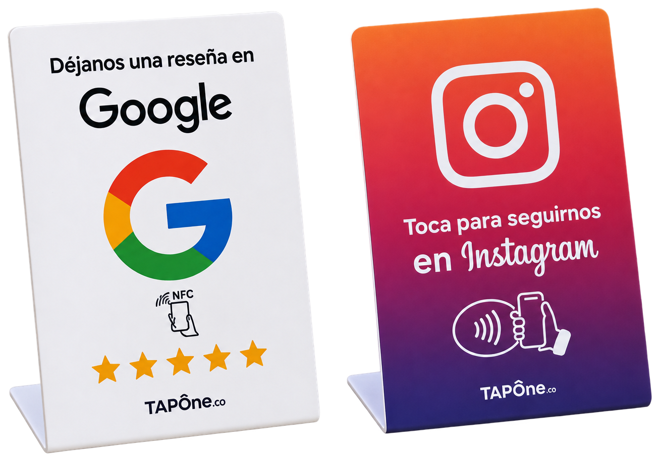 Tarjetas NFC Tapone para reseñas de Google e Instagram