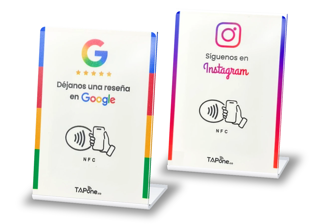 Tarjetas NFC de Tapone en acrílico blanco brillante, para Google Reviews e Instagram